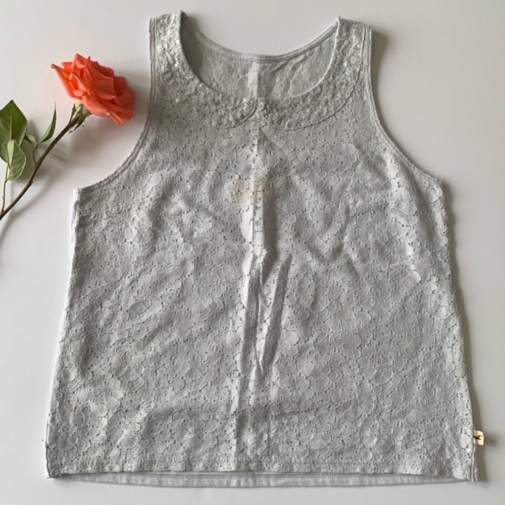 HOLLISTER GRAY LACE TANK SIZE XS